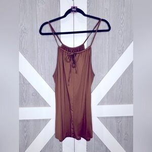 B4.11 SHEIN Curve Brown Pleated Tank with Adjustable Strap/Tie 0X